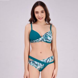 Solid and Tropical Printed Padded Bikini Bra Set AQS-4